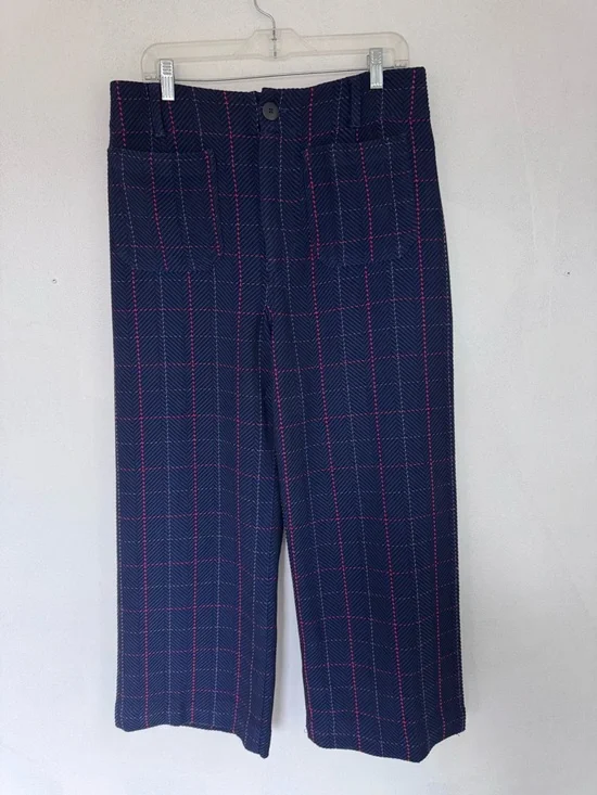 Anthropologie Maeve The Colette Merrick Knit Crop Pants Blue Red size 31 - Picture 5 of 11